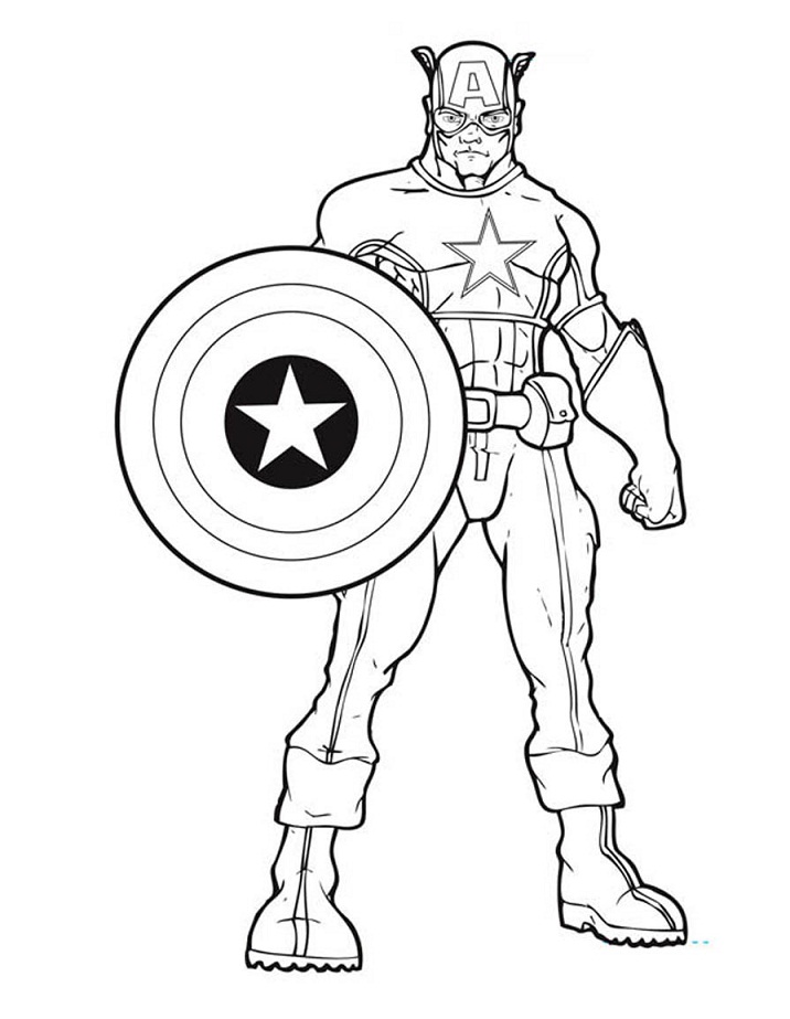 Desenho Imprimivel do Capitão América para Baixar e Pintar