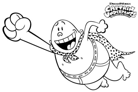 Desenho Imprimível do capitão Cueca para Colorir em Pdf