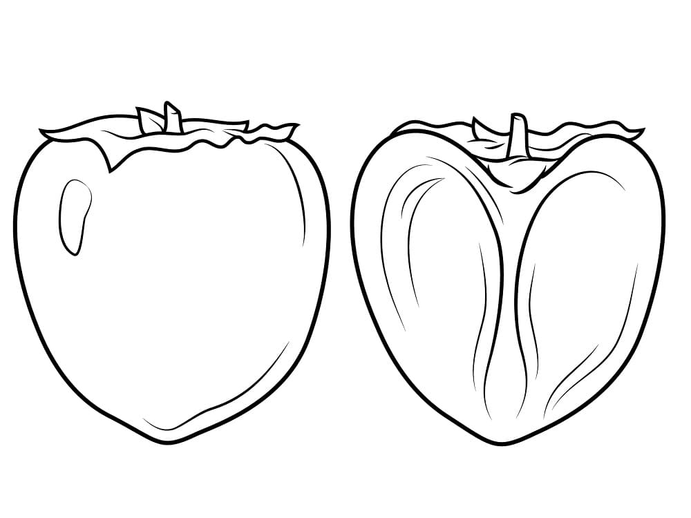 Desenho de Fruta Caqui para Colorir