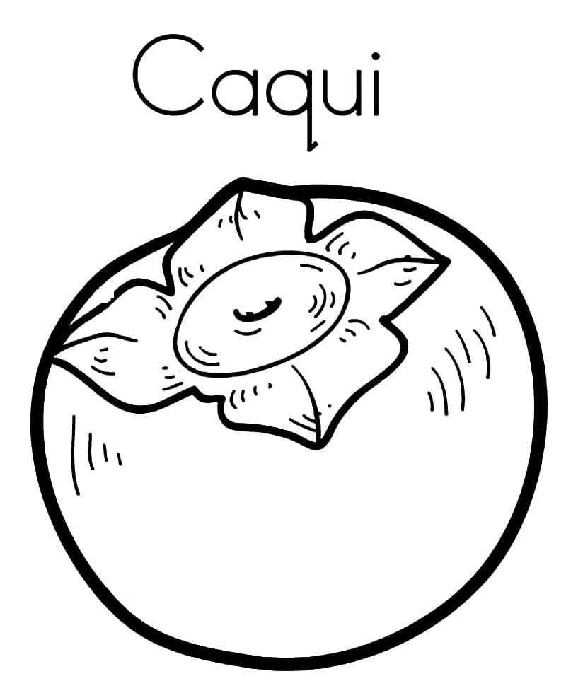 Desenho de um Caqui para Colorir