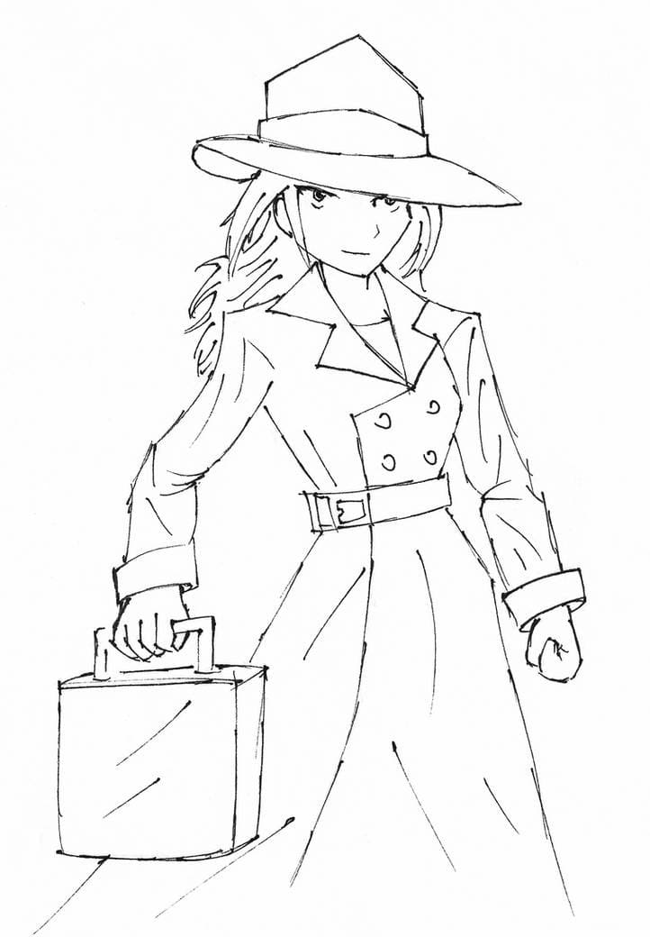 Desenho de Carmen Sandiego Imprimivel para Crianças para Colorir