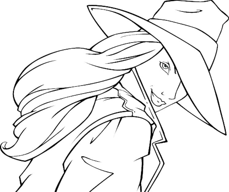 Desenho de Carmen Sandiego Imprimivel para Colorir