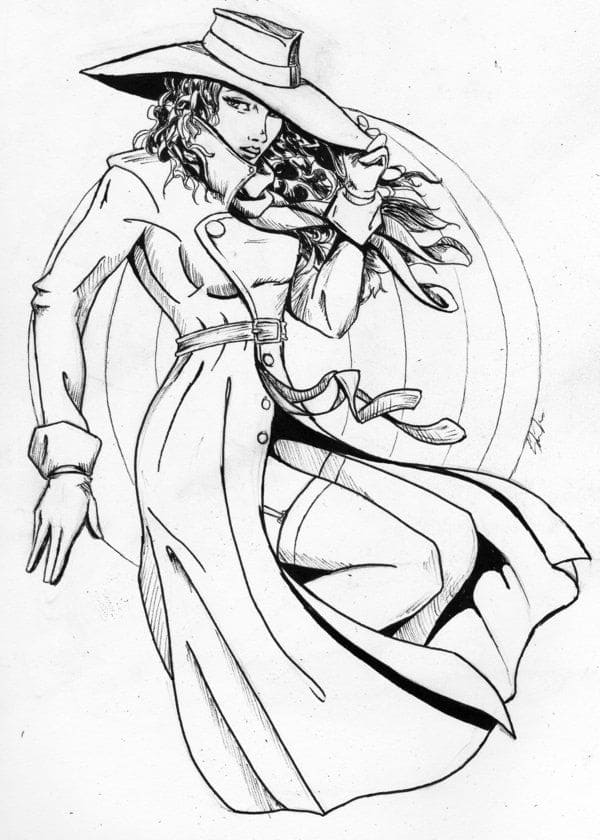 Desenho de Foto de Carmen Sandiego para Colorir