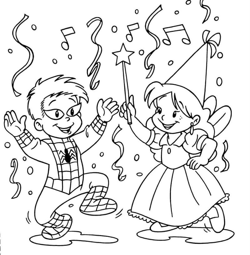 Desenho de Carnaval Download para Colorir