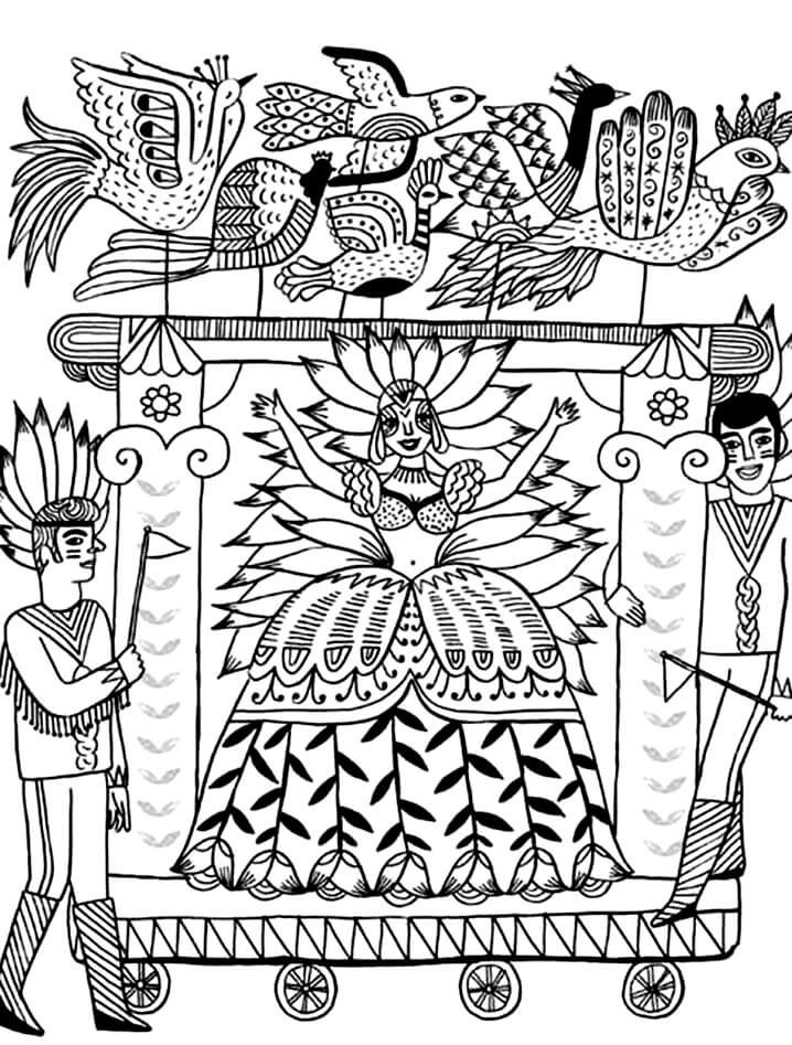 Desenho de Carnaval Imprimivel Grátis para Colorir