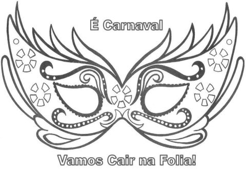 Desenho máscara de Carnaval com Lindos Detalhes para Pintar Download