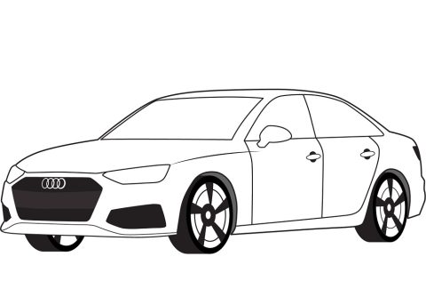 Desenho de Audi A4 para Imprimir e Colorir
