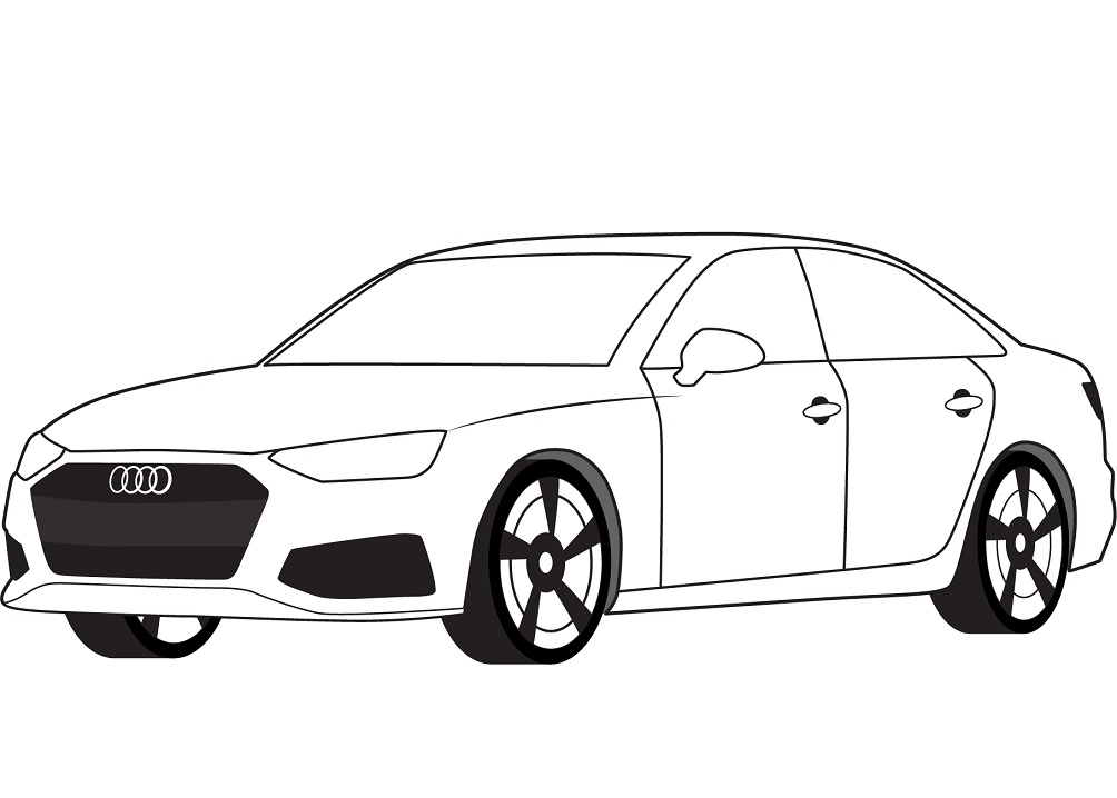 Desenho de Audi A4 para Imprimir e Colorir