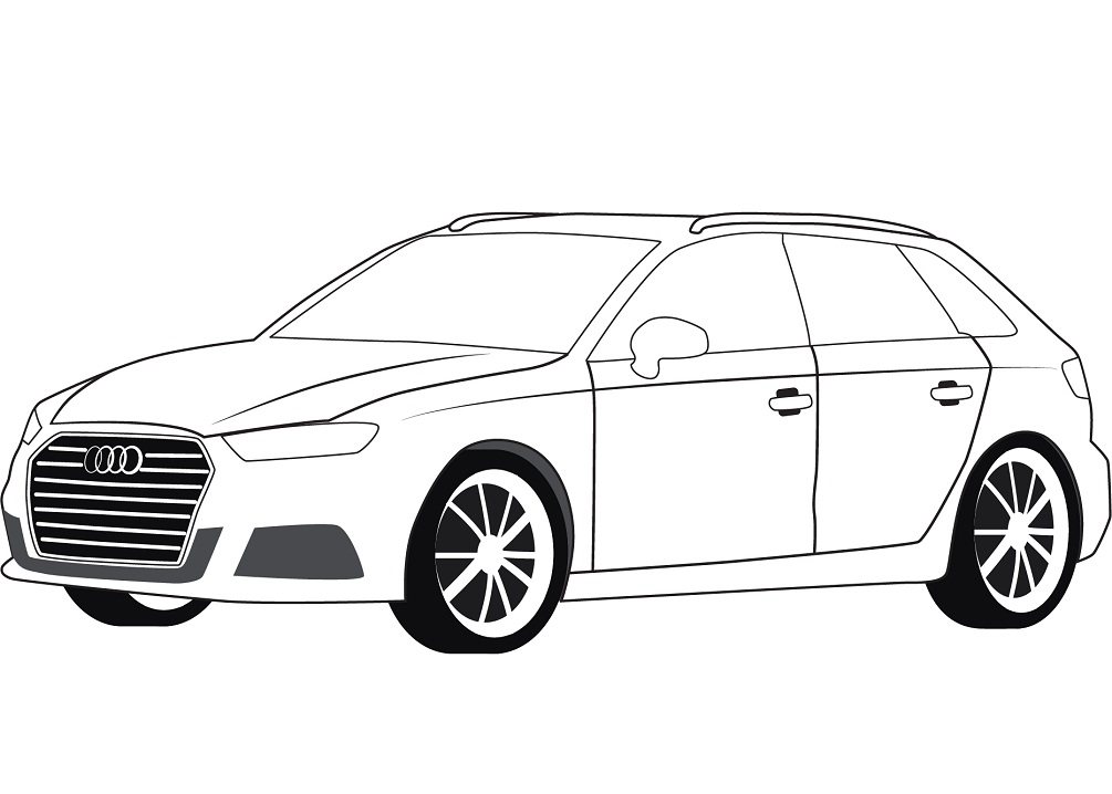 Desenho Veículo Carro Audi S3 para Colorir