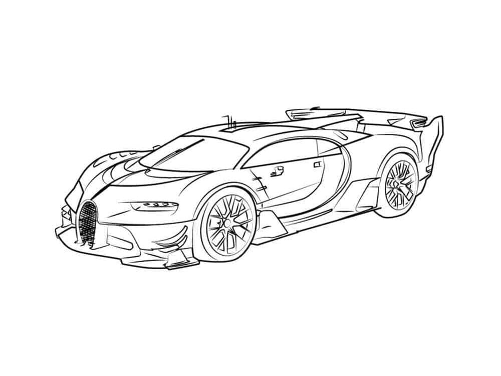 Desenho de Bugatti para Crianças de 3 Anos para Colorir