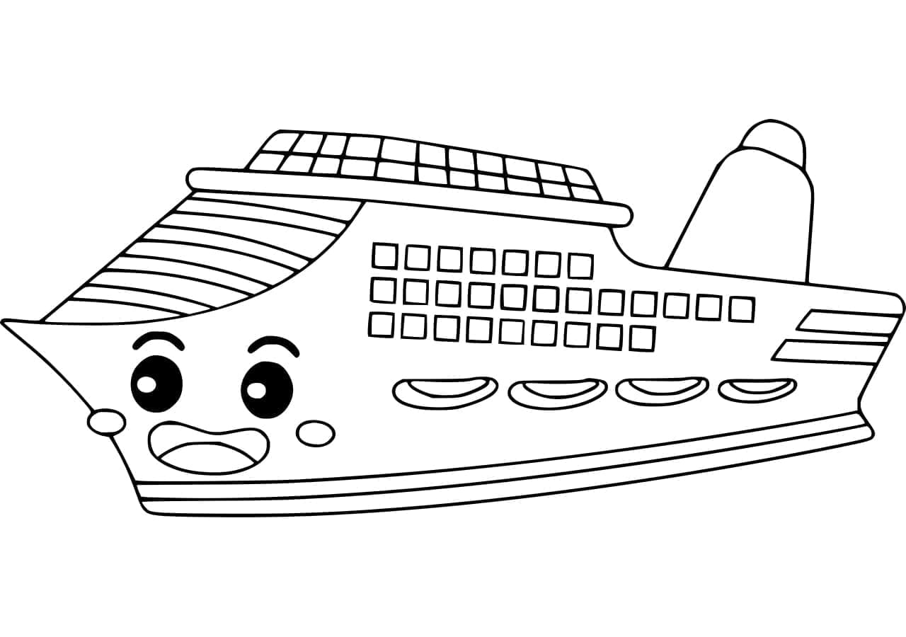 Desenho de Iate Fofo para Colorir