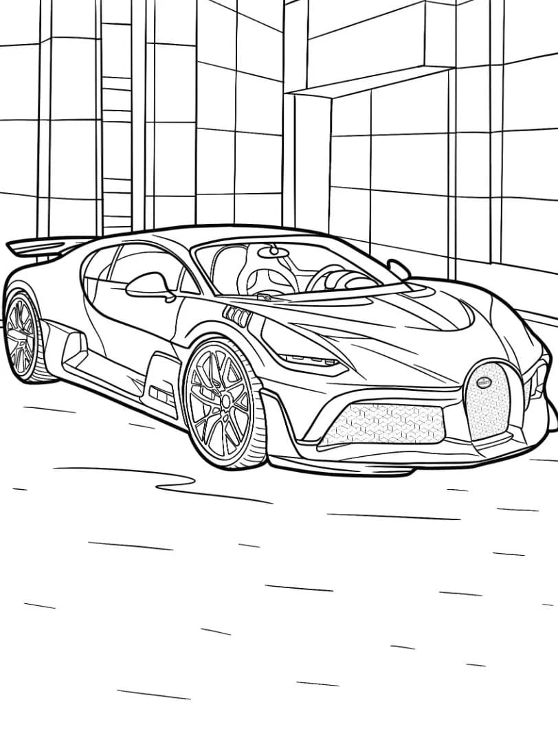 Desenho de um Carro Bugatti para Colorir