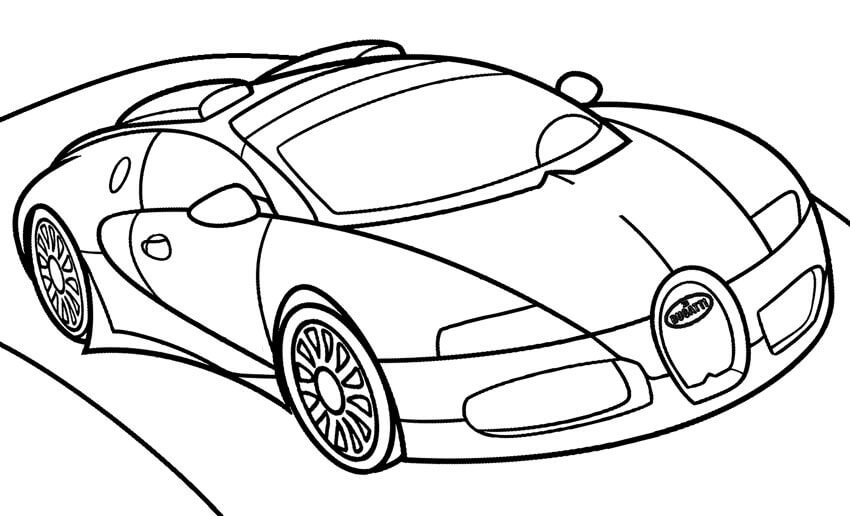 Desenho Incrível de Carro Bugatti Super Rápido para Colorir