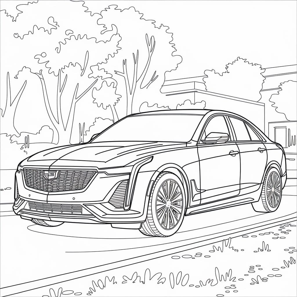 Desenho de Cadillac Grátis para Colorir