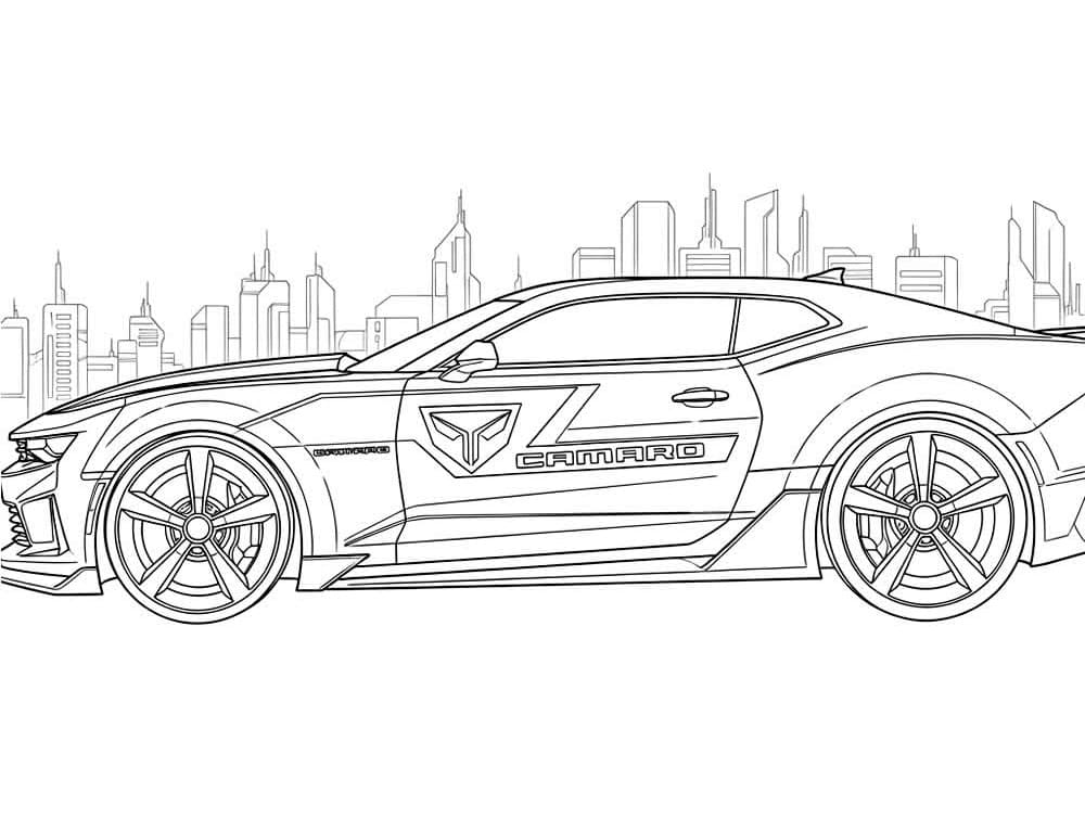 Desenho de Carro Camaro Incrível para Colorir