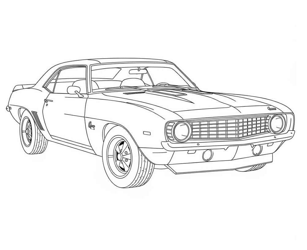 Desenho de um Camaro Clássico para Colorir