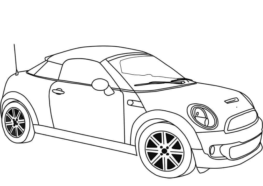Desenho de Carro Mini Cooper Coupe para Colorir
