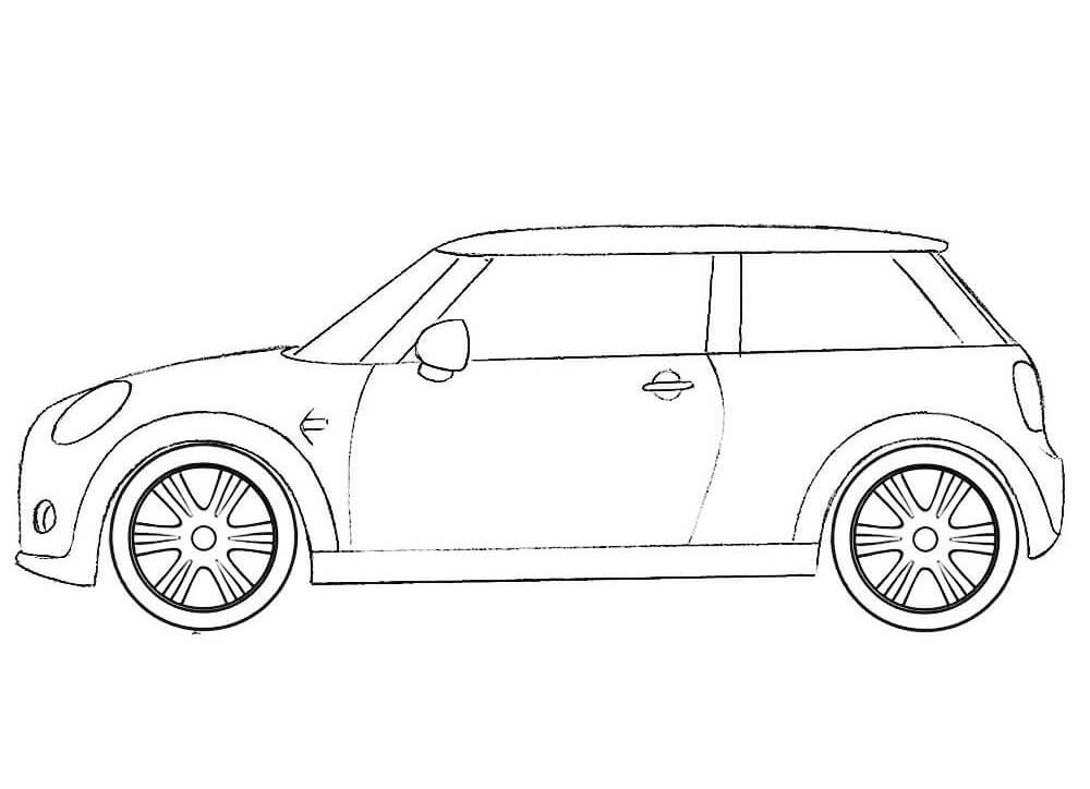 Desenho de Carro Mini Cooper para Colorir com Giz de Cera