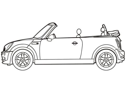 Desenho de Mini Cooper conversível para Colorir