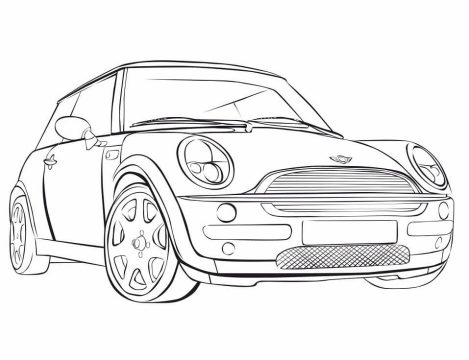 Desenho Imprimível de Carro Mini Cooper para Colorir