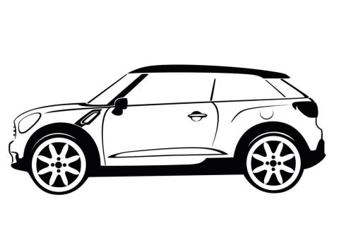 Desenho Realista de Carro Mini Cooper para Colorir