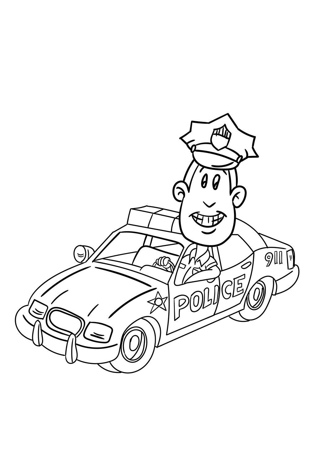 Desenho de Carro de Polícia Antigo para Colorir Pdf