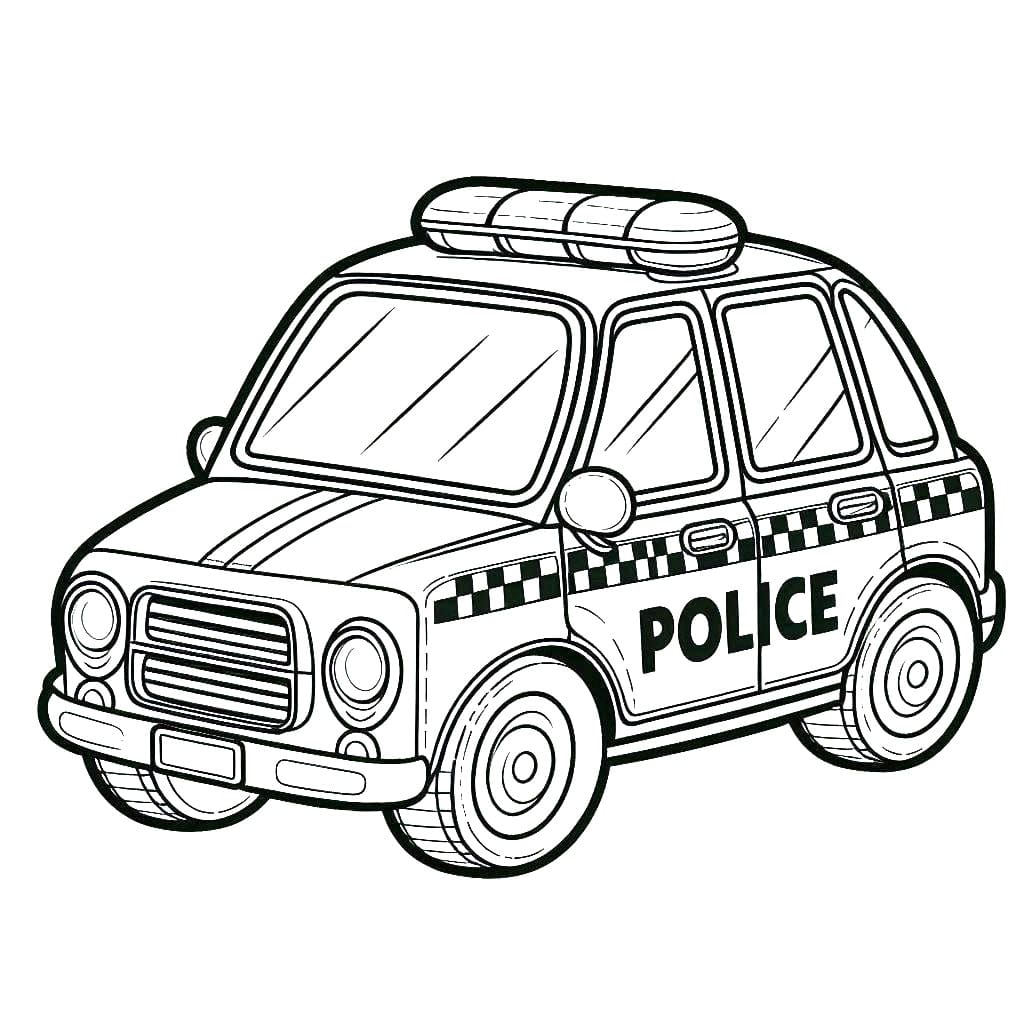Desenho de Carro de Polícia Bonito para Colorir Pdf
