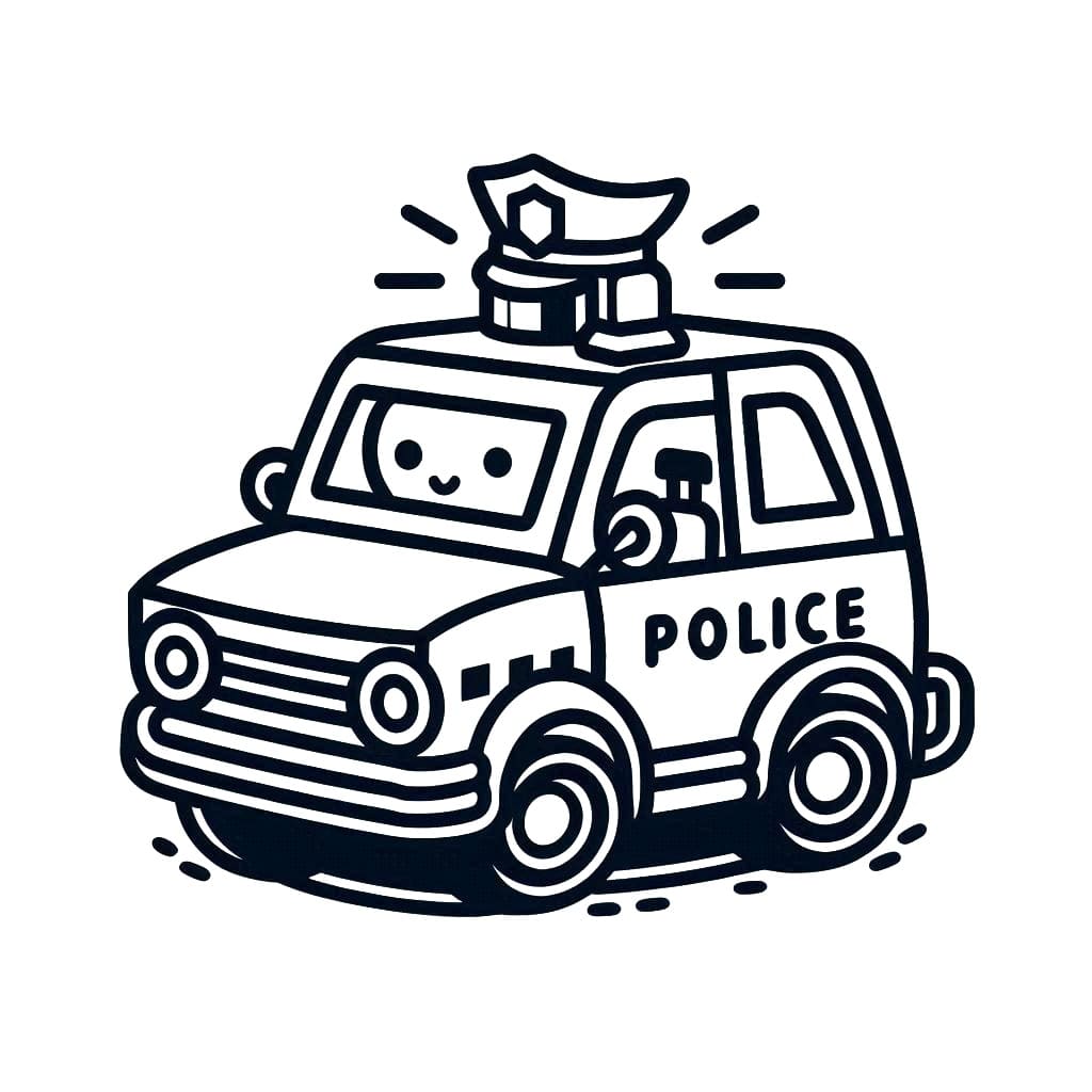 Desenho de Carro de Polícia com Detalhes para Colorir