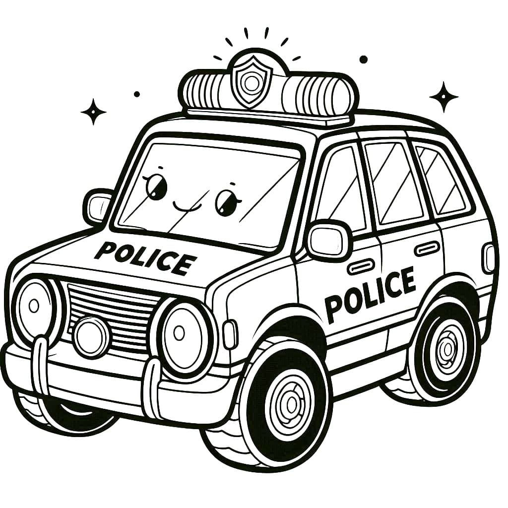 Desenho de Carro de Polícia com Rodas Grandes Pdf