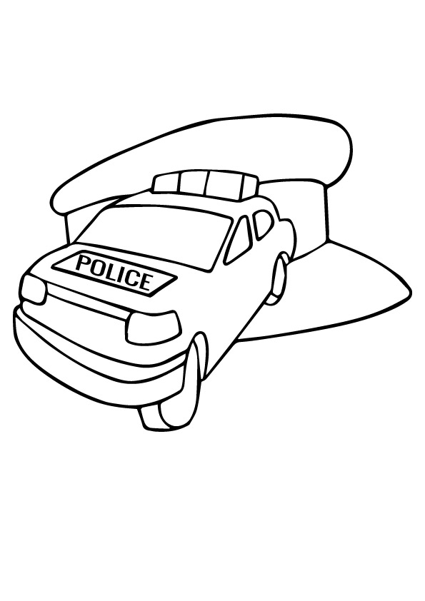 Desenho de Carro de Polícia com Sirene para Imprimir