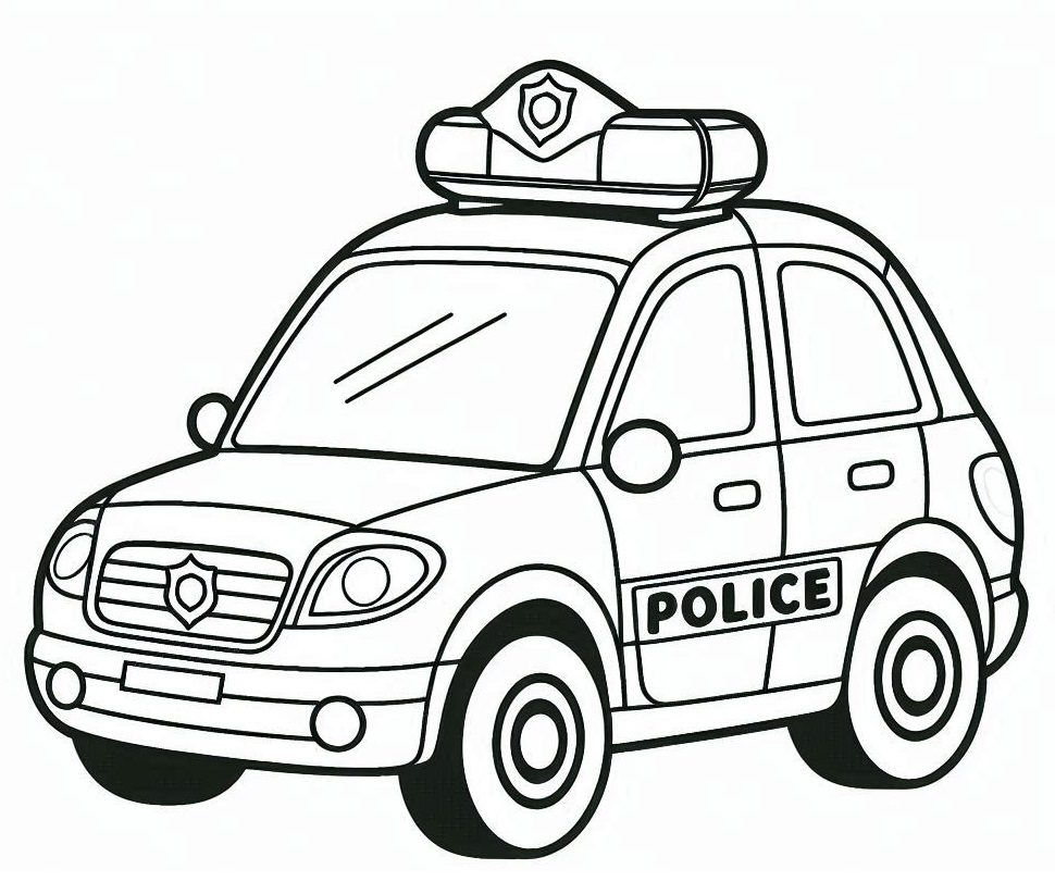 Desenho de Carro de Polícia Correndo para Colorir
