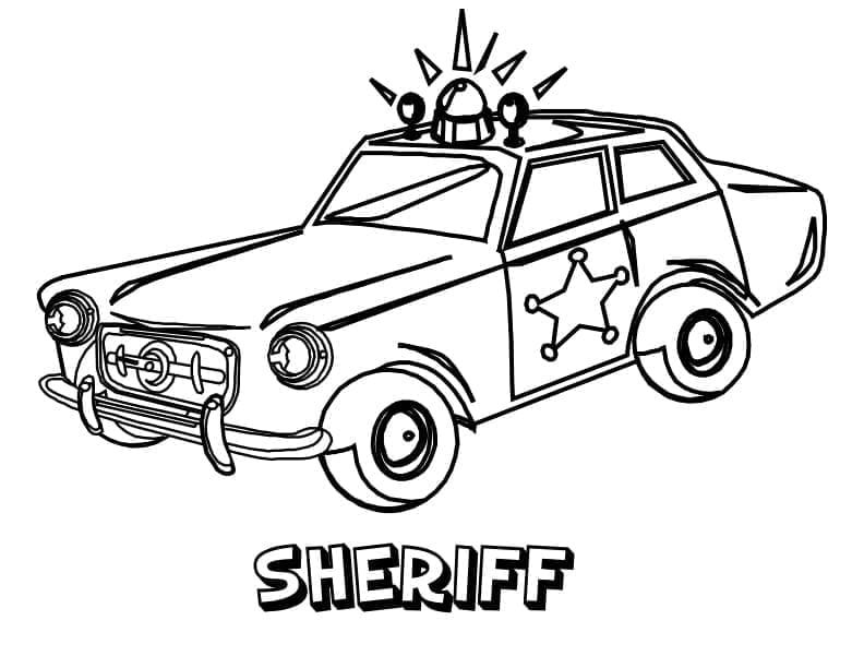 Desenho de Carro de Polícia do Xerife para Colorir