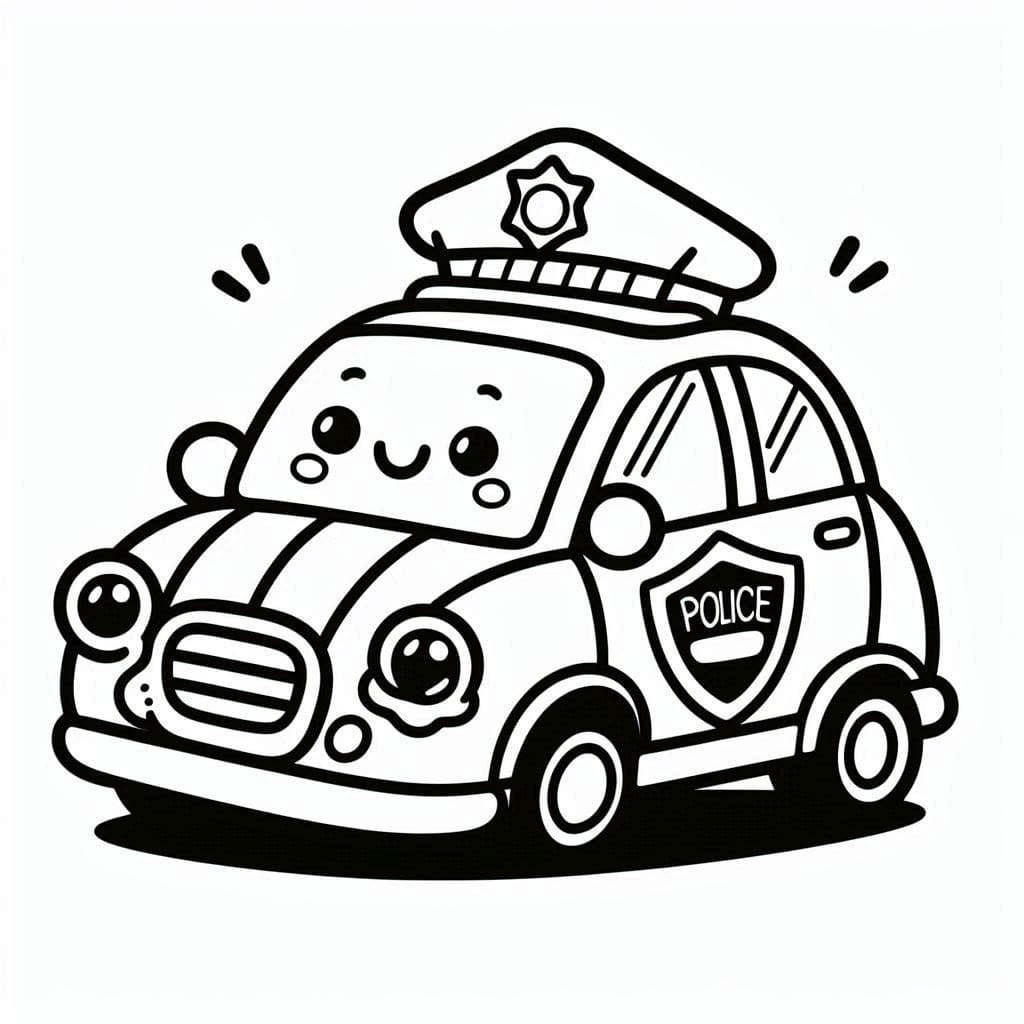 Desenho de Carro de Polícia em Ação para Colorir