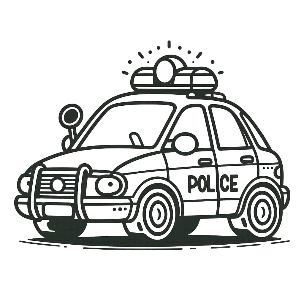 Desenho de Carro de Polícia em Perseguição para Imprimir