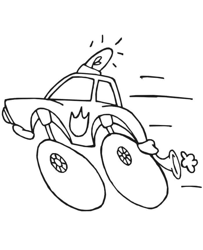 Desenho de Carro de Polícia Engraçado para Colorir