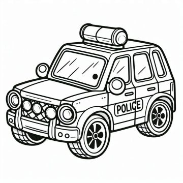 Desenho de Carro de polícia Estacionado para Imprimir