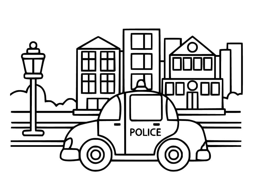 Desenho de Carro de Polícia Fofo para Colorir