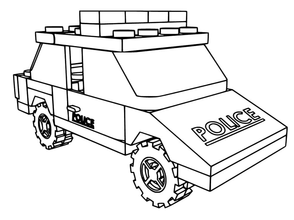 Desenho de Carro de Polícia Lego para Colorir