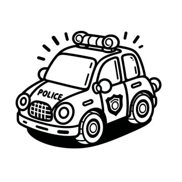 Desenho de Carro de polícia na Cidade para Colorir