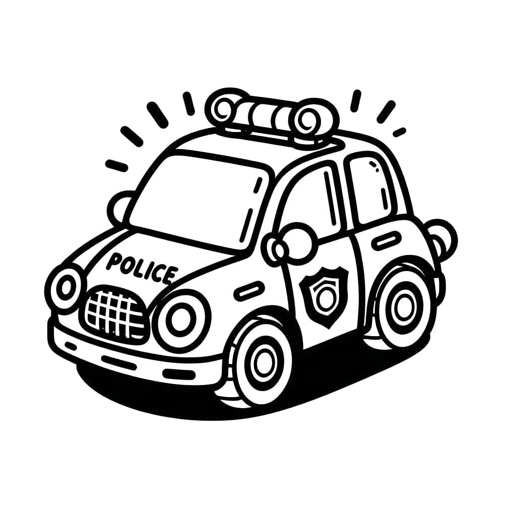 Desenho de Carro de Polícia na Cidade para Colorir
