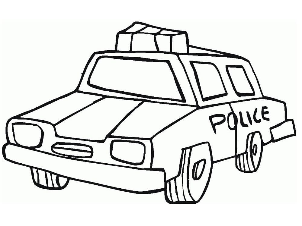 Desenho de Carro de Polícia Normal para Colorir