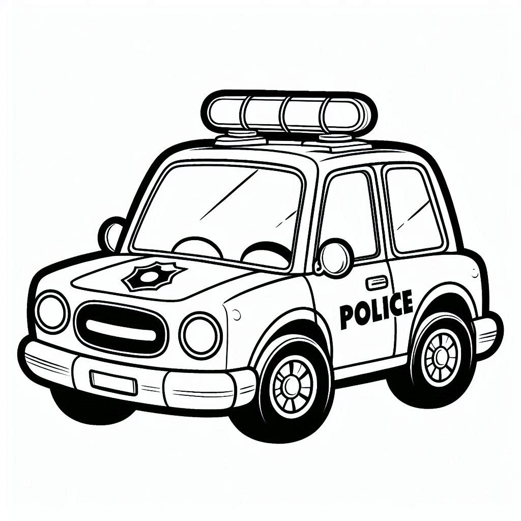 Desenho de Carro de Polícia Novo Modelo para Imprimir
