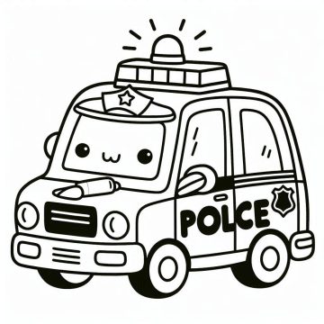 Desenho de Carro de polícia Pequeno para Imprimir