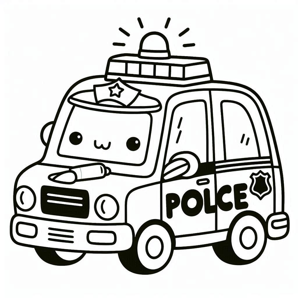Desenho de Carro de Polícia Pequeno para Imprimir