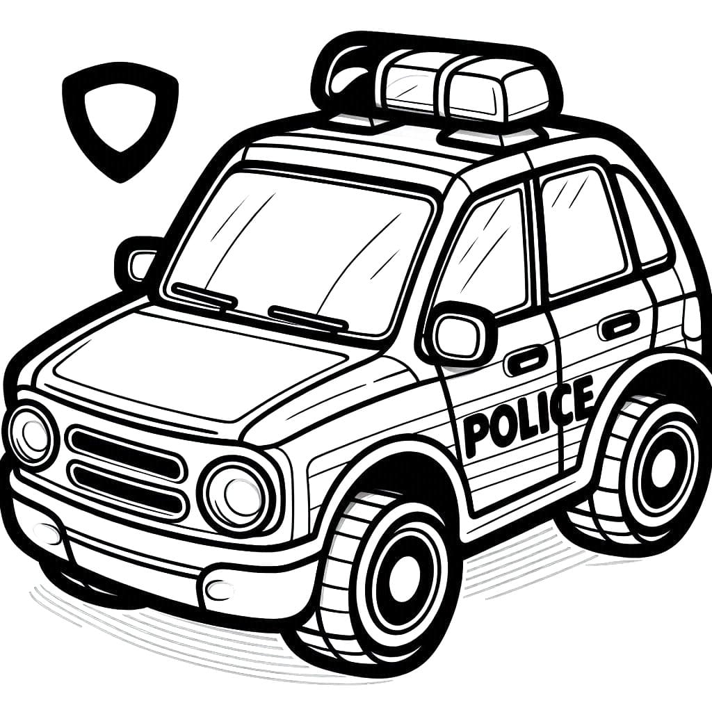 Desenho de Carro de Polícia Realista para Colorir