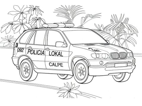 Desenho de Carro de polícia Suv para Colorir