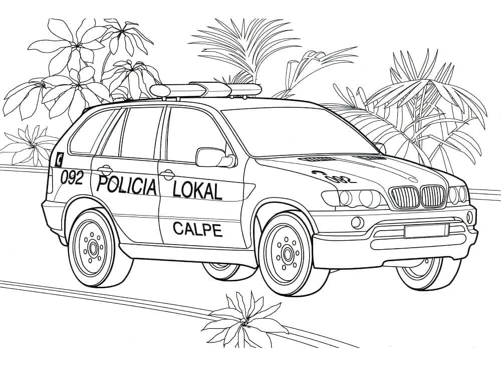 Desenho de Carro de Polícia Suv para Colorir
