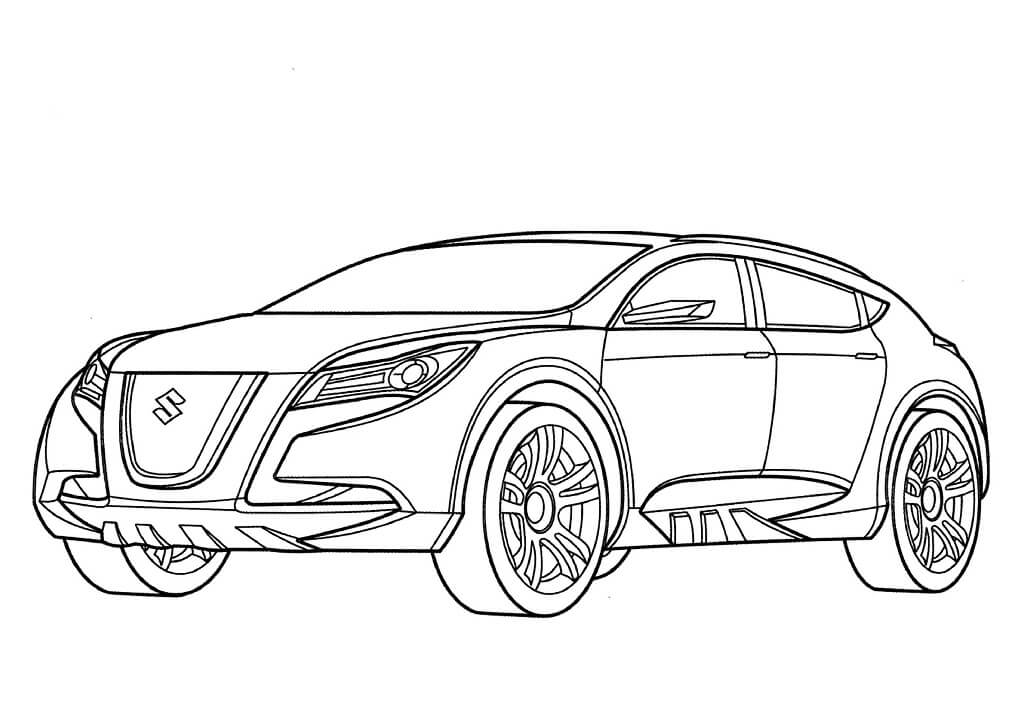 Desenho de Carro Suzuki Kizashi para Colorir em Pdf