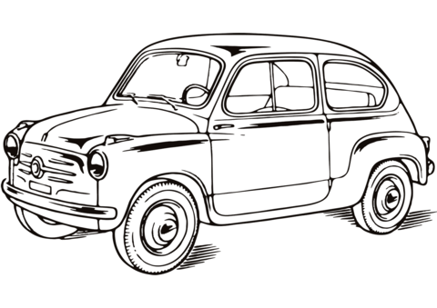 Desenho Pdf de Carro Fiat 600 para Colorir