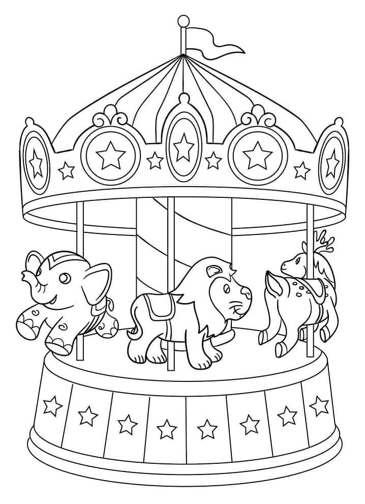 Desenho de Carrossel Adorável para Colorir
